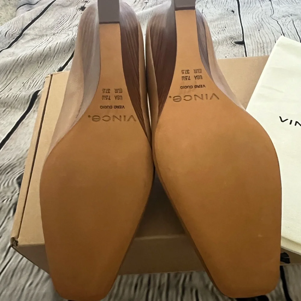 Vince Benita Womens Leather Slip On Wedge Heels